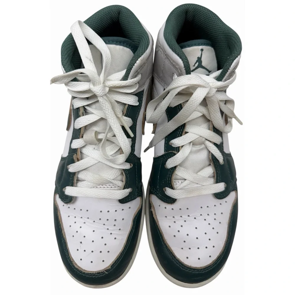 Air Jordan 1 Mid Oxidized Green Size 6.5 Y GSSneakers Grey White 2024 FQ8088-103
